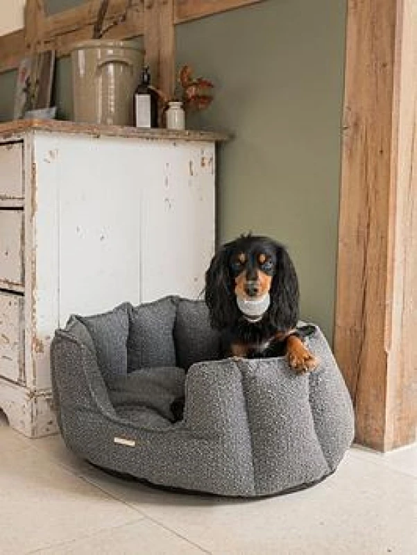 Image of Lords and Labradors High Walled Bed w/Inner Granite Boucle L, Grey 29729