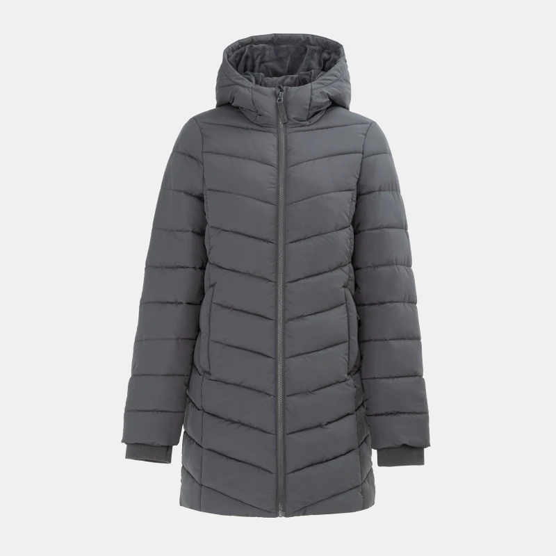 Image of Slazenger Womens Mid-Length Hooded Long Sleeve Puffer Jacket Charcoal female 8 (36)