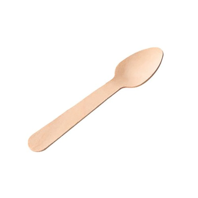 Image of Economy Disposable Birch Wood Teaspoon 11cm (Pack of 100) F90223-0