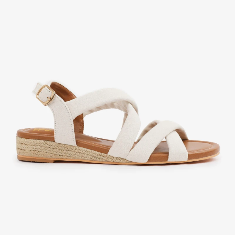 Image of Wheres That From Wheres That From Cream Suede Violet Low Wedge Sho Cream 7