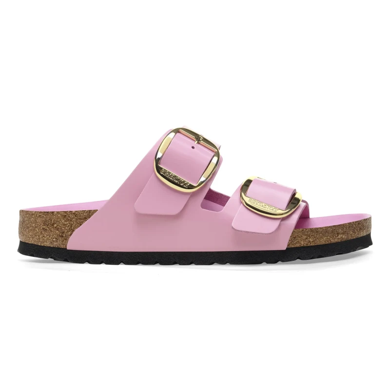 Image of Birkenstock Womens mules Birkenstock Arizona Big Buckle Natural Leather Patent Rose Female 40