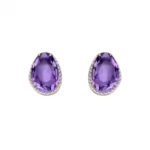 Image of Amethyst Irregular Stone Yellow Gold Stud Earrings GE2273M