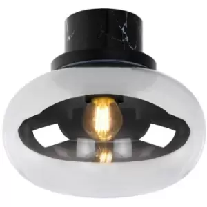 Image of Lucide LORENA - Flush Ceiling Light Bathroom - Ø23cm - 1xE27 - IP44 - Smoke Grey