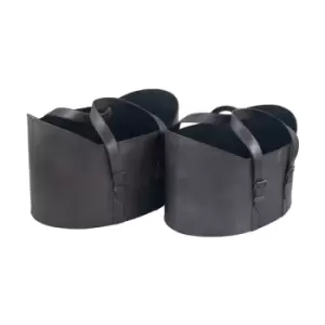 Image of Olivias set of 2 Handled Storage in Steel Grey Leather