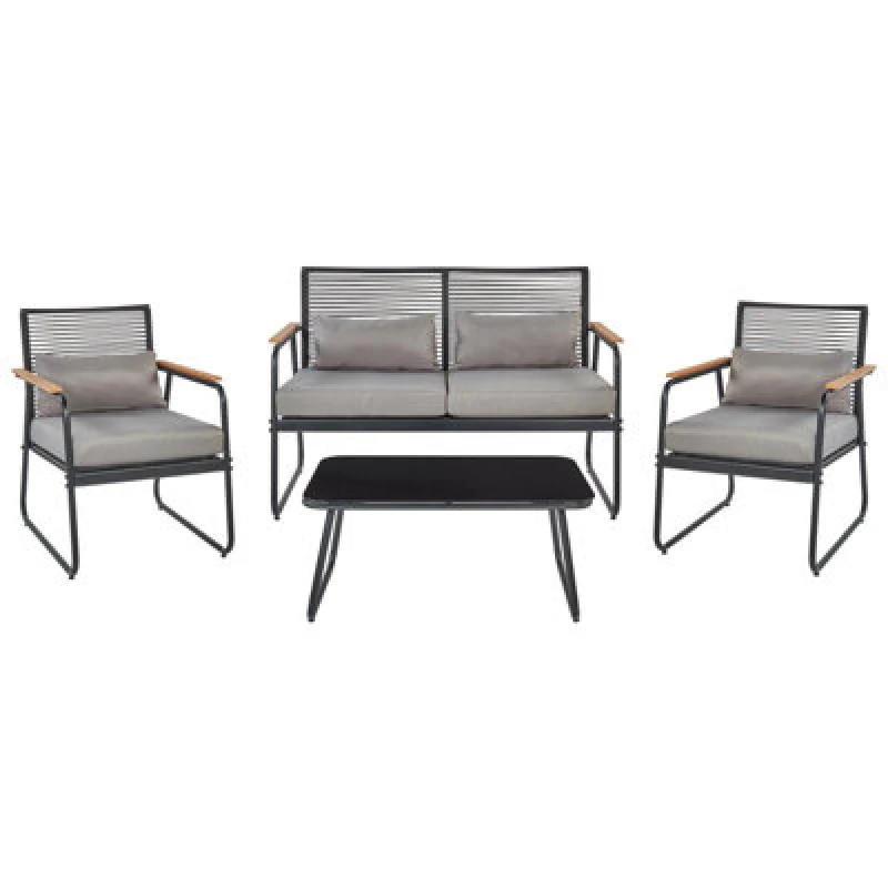 Image of Beliani Garden Lounge Set With Table 4 Seater Pomonte Metal Black