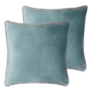 Image of Paoletti Meridian Twin Pack Polyester Filled Cushions Mineral/Blush