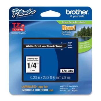 Image of Brother TZe 315 Laminated adhesive tape- White on Black