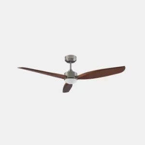 Image of Embat 3 Blade 133cm Ceiling Fan with LED Light Satin Nickel, Brown