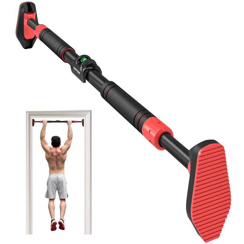 Image of SPORTNOW Pull Up Bar Doorway From 96-130 Cm (37.8" - 51.2 Inch) - No Screws TJ Hughes Red 5063603126237
