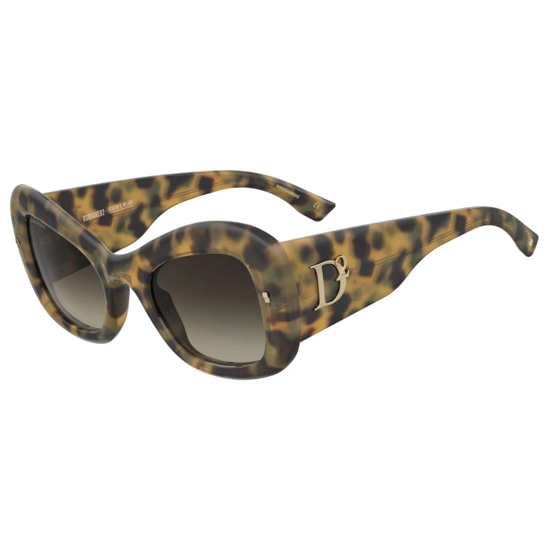 Image of DSquared2 Womens Butterfly Round Sunglasses Havana Honey female 54 cm