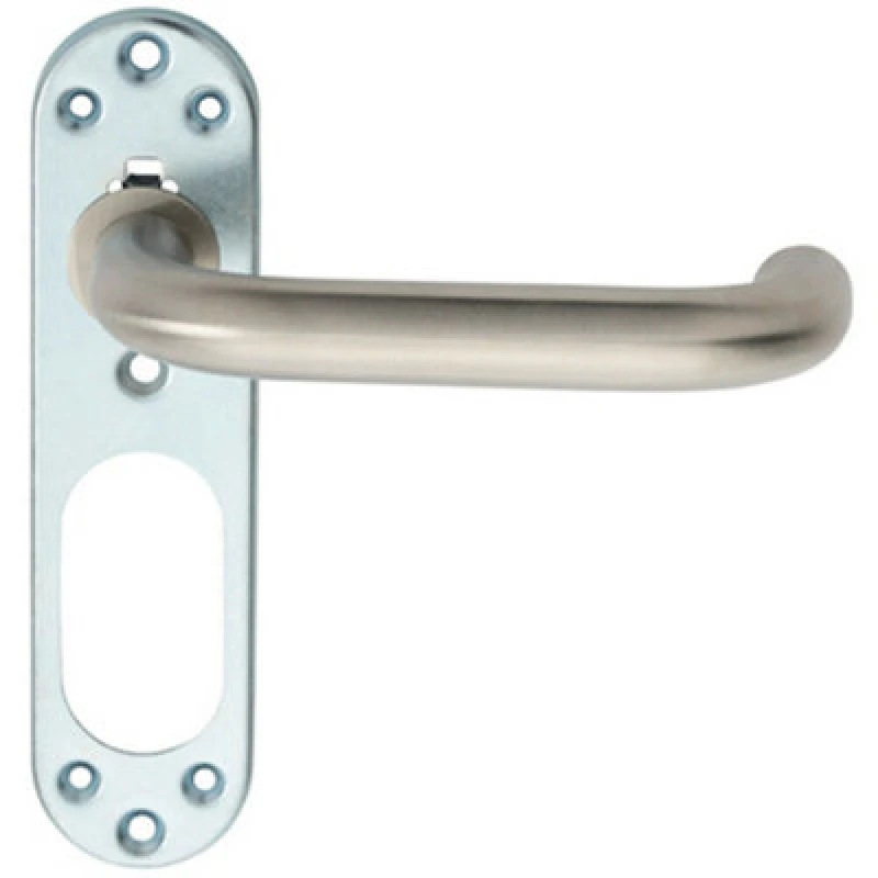 Image of Loops PAIR Safety Lever on Steel Inner Backplate 168mm Door Handle Satin Steel Metallics