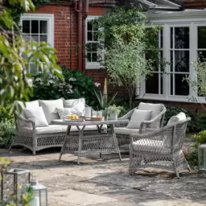 Image of Gallery Outdoor Lincoln Country Sofa Dining/Tea Set Stone