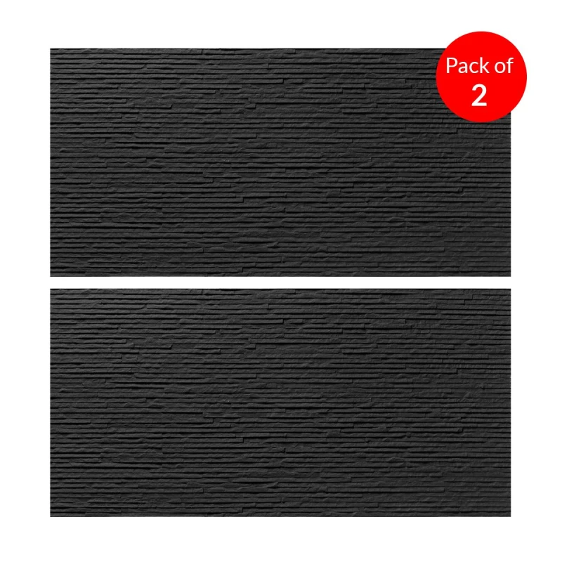 Image of Ener-J Textured Midnight Ridge Stone Sheet Size:1200 X 600 X 4mm (Pack Of 2)