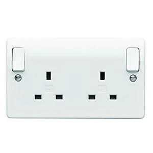 Image of MK 13A Twin Switched Skirting Board Plug Socket