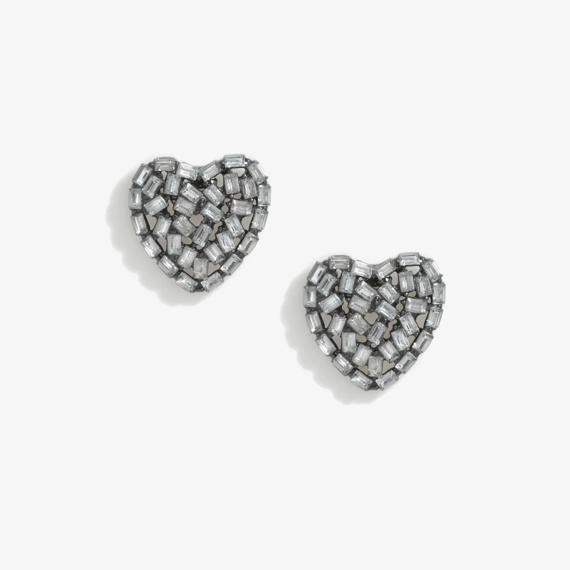 Image of Mood Hematite Heart Stud Earrings Jewellery Sets One Size Black 72789903000