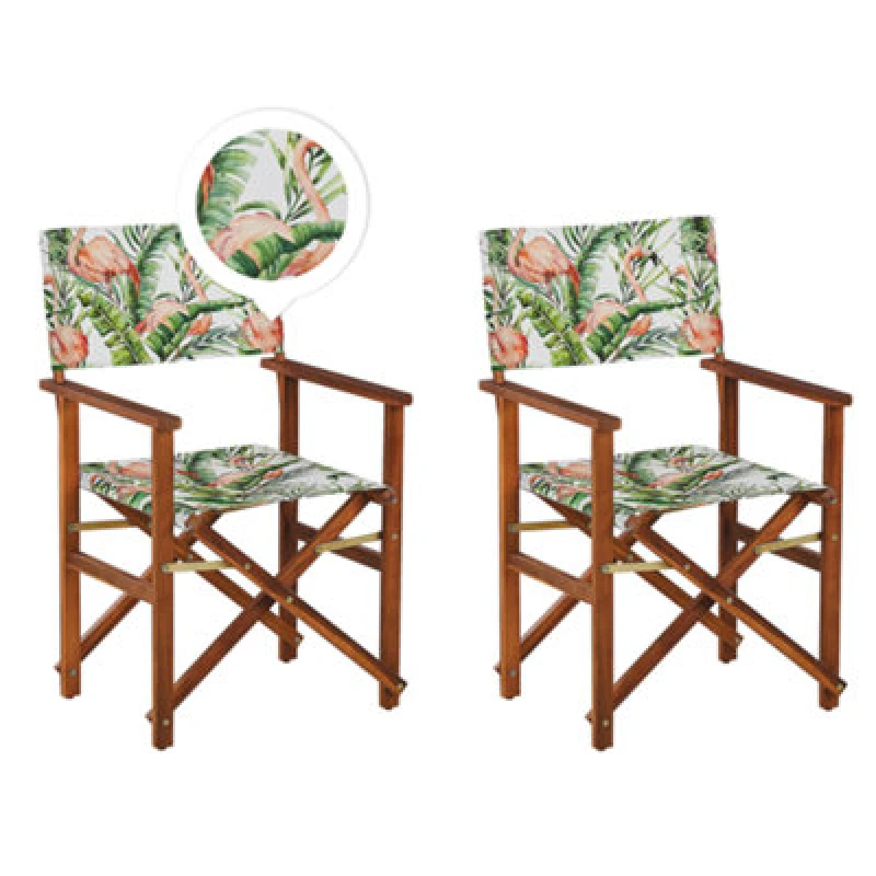 Image of Beliani Set Of 2 Garden Chairs Cine Acacia Wood Dark Brown