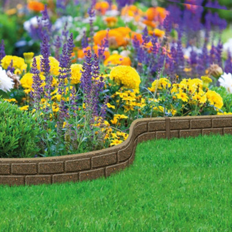 Image of Garden Gear Ultra Curve Ez Brick Effect Border Eco-Friendly Weatherproof Edging, Recycled Rubber For Path & Patio (1 X 1.22M)