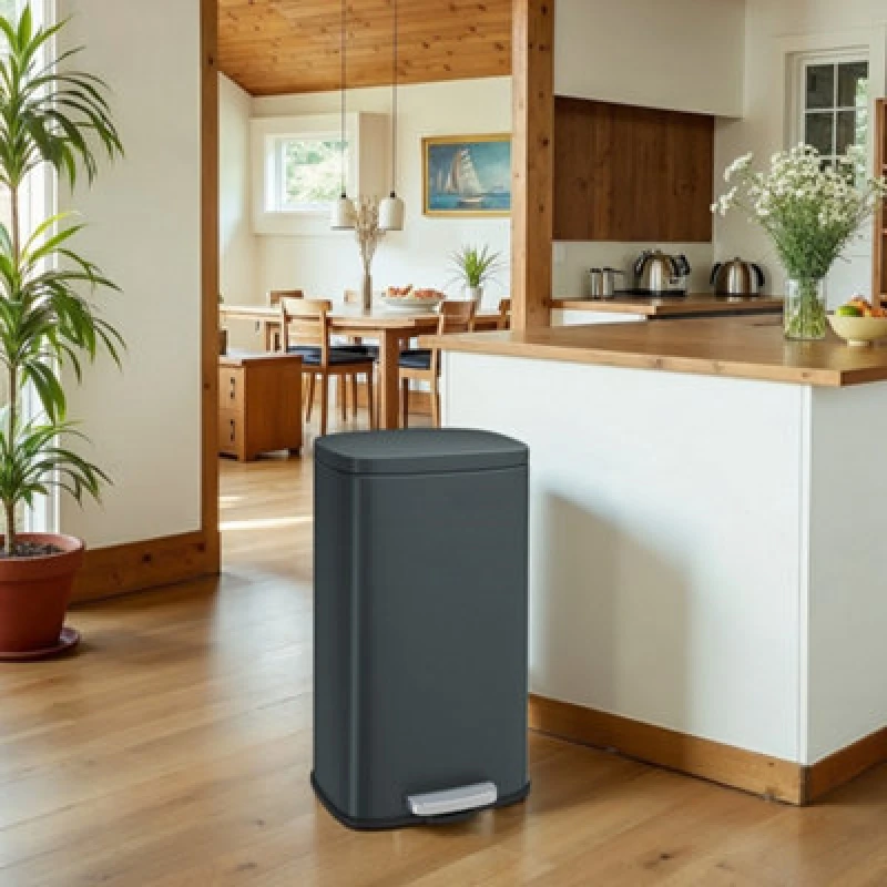 Image of Songmics Kitchen Bin 30L, Pedal Bin, Rubbish Bin With Soft-Close Lid And Inner Bucket, Steel, White