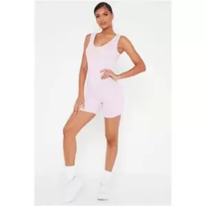Image of I Saw It First Pink Stripe Scoop Neck Sleeveless Unitard - Pink