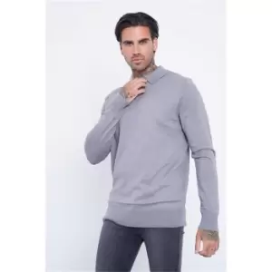 Image of I Saw It First Grey Knitted Half Zip Long Sleeve Top - Grey