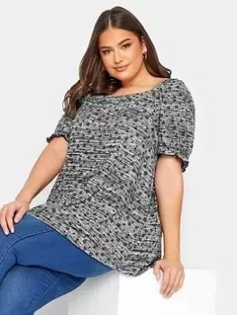 Image of Yours Square Neck Ditsy Top, Grey, Size 18, Women