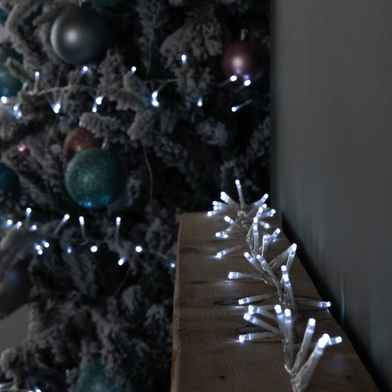 Image of 18.7m 750 LED TreeBrights Christmas String Lights with Timer in White on Clear Cable