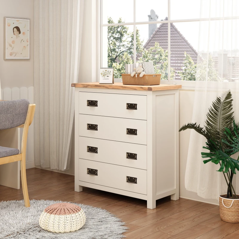 Image of Cabinet Bits Lovere 4 Drawer Chest of Drawers Bras Drop Handle in Off-White Off-White Unisex