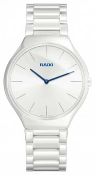 Image of RADO True Thinline White Ceramic Bracelet White Dial Quartz Watch