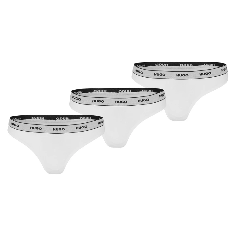 Image of Hugo Triplet Thong Stripe 10272521 Boxer Womens White female 8 (XS)