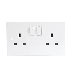 Image of KnightsBridge 13A White Slimline 2G Twin 230V UK 3 Switched Electric Wall Socket