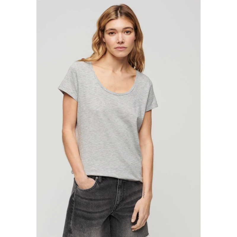 Image of Superdry Scoop Neck T-Shirt Womens - Grey Grey 8