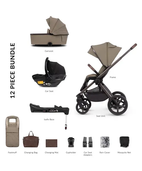 Image of Venicci Tinum Upline SE 3 in 1 Travel System Bundle + Base - Powder