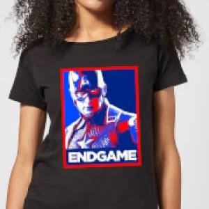 Image of Avengers Endgame Captain America Poster Womens T-Shirt - Black - 3XL