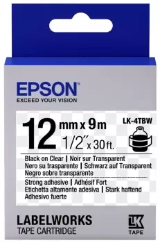 Image of Epson LK-4TBW (12mm x 9m) Strong Adhesive Label Cartridge (Black on