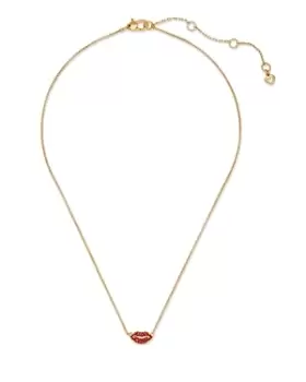 Image of kate spade new york Hit The Town Pave Lips Mini Pendant Necklace in Gold Tone, 16-19