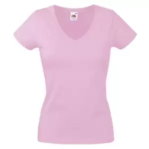 Image of Fruit Of The Loom Ladies Lady-Fit Valueweight V-Neck Short Sleeve T-Shirt (XS) (Light Pink)