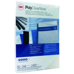 Image of GBC PolyClearView A4 Frosted Clear Binding Covers Pack of 50 IB387159