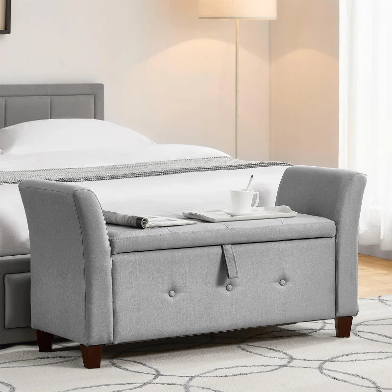 Image of Lassic Vida Designs Seville Storage Ottoman UKFR Light Grey Line unisex One Size