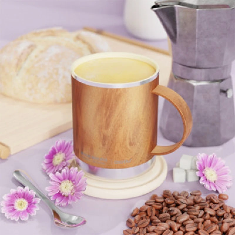 Image of asobu Ultimate Stainless Steel Ceramic Inner Coating Mug 400ml Baby Wood Brown