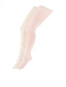 Image of Monsoon Girls 2 Pack Glitter Print Tights - Multi
