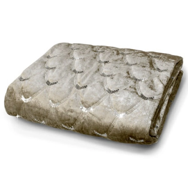 Image of Velosso Luxury Velvet Soft Sherpa Backed Throw Blanket - Cosy Durable For Sofa, Bed - High-Quality Plush Texture, 95Cm X 200Cm - Beige