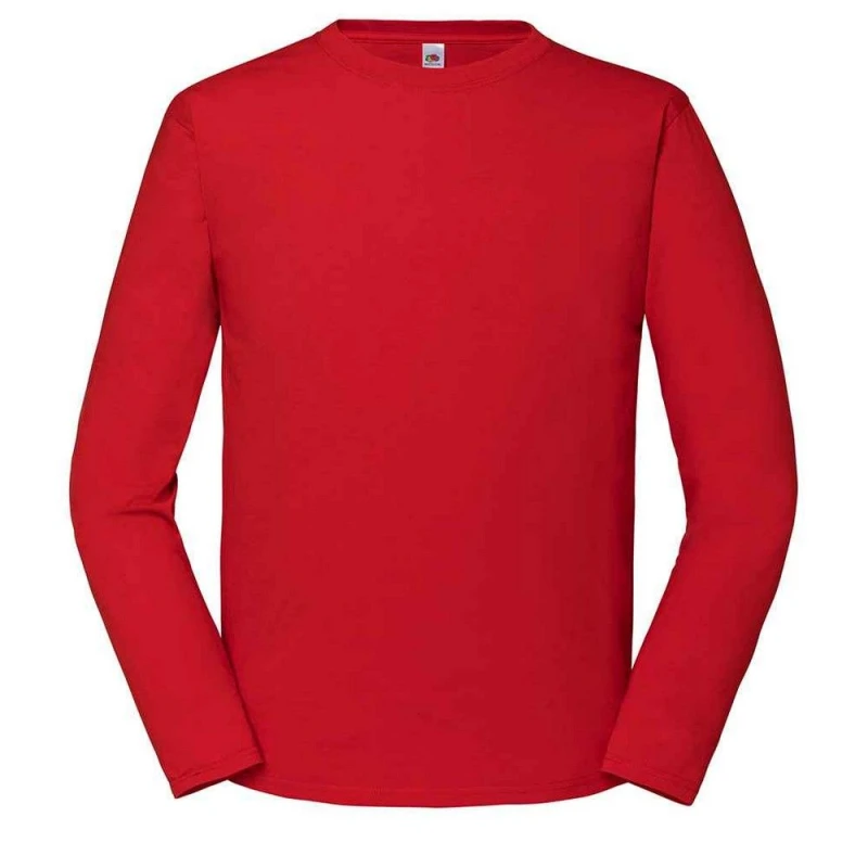 Image of Fruit Of The Loom Fruit of the Loom Men Iconic Long-Sleeved T-Shirt in Red Size: X-Small Red XS Male 5063300475164