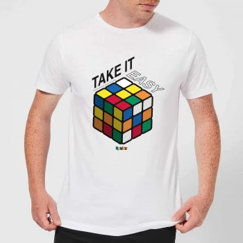 Image of Take It Easy Rubik's Cube Mens T-Shirt - White - S