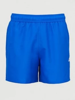Image of adidas Solid CLX Swim Shorts - Blue, Size 34, Men
