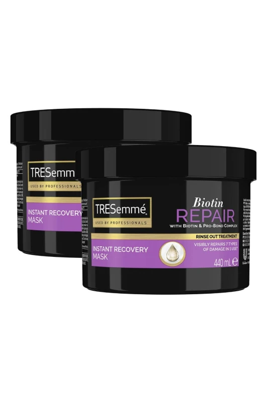 Image of Tresemme Biotin Repair Instant 'Recovery Mask' with Biotin & Pro-bond, 2 Pack of 440ml Black