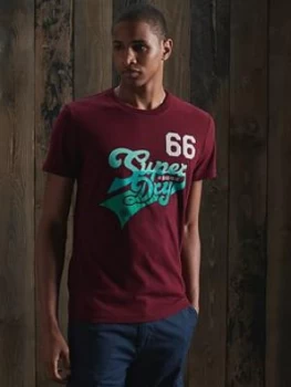 Image of Superdry Classic Logo T Shirt, Burgundy Size M Men
