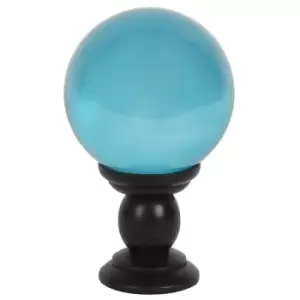 Image of Teal Large Crystal Ball on Wooden Stand