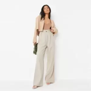 Image of Missguided Paper Bag Waist Wide Leg Trouser - Cream