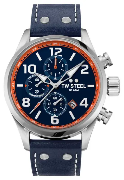Image of TW Steel VS89 Volante Blue Chronograph Dial Blue Leather Watch