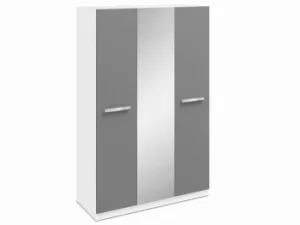 Image of Harmony Moritz Grey High Gloss and White 3 Door 1 Mirror Triple Wardrobe Flat Packed